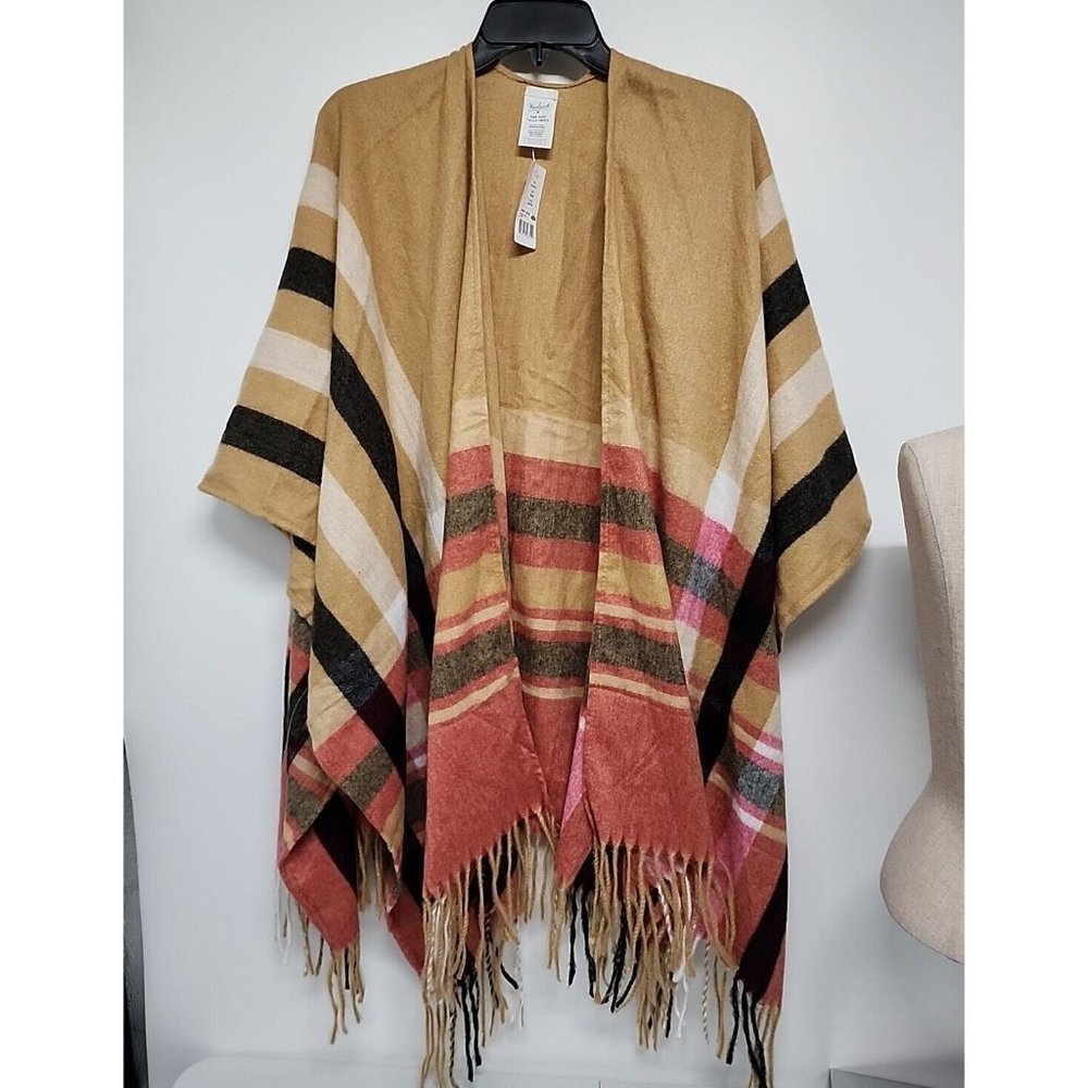 NEW Woolrich Cozy Soft Blanket Wrap Shawl Cape One Size Womens vest fringe NWT